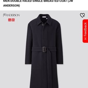 Uniqlo x JW Anderson Double Face Single Breast Belt Coat NWT M Navy Men